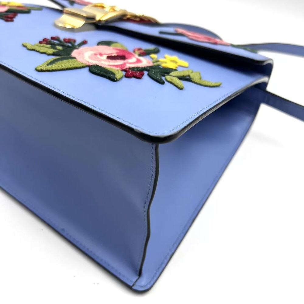 Hj Gucci Blue Clutch Bag Flowers Gg #236197G10B - Picture 7 of 13